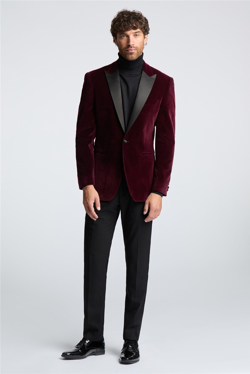  Regular Fit Burgundy Velvet Suit