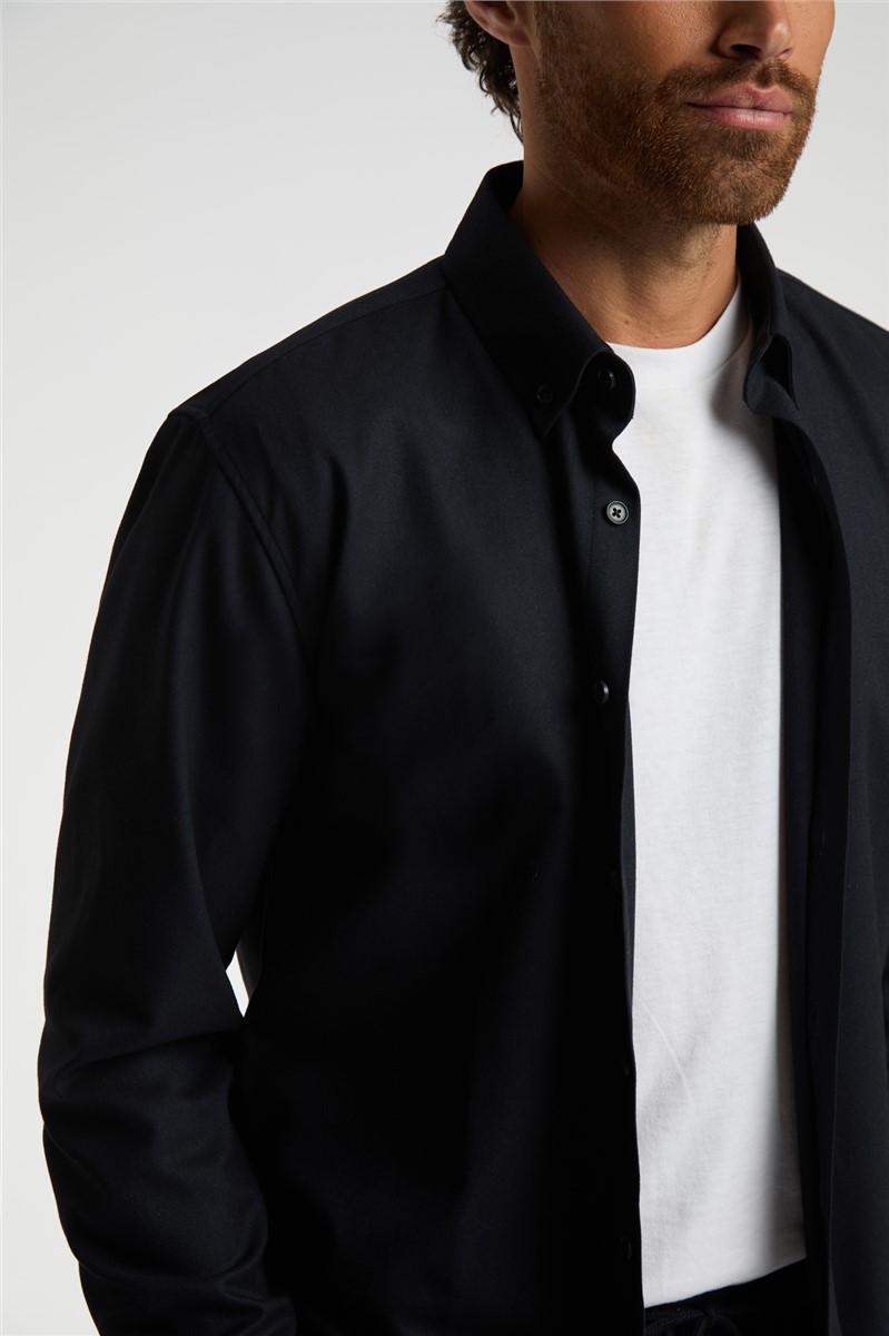  Navy Button Down Collar Overshirt