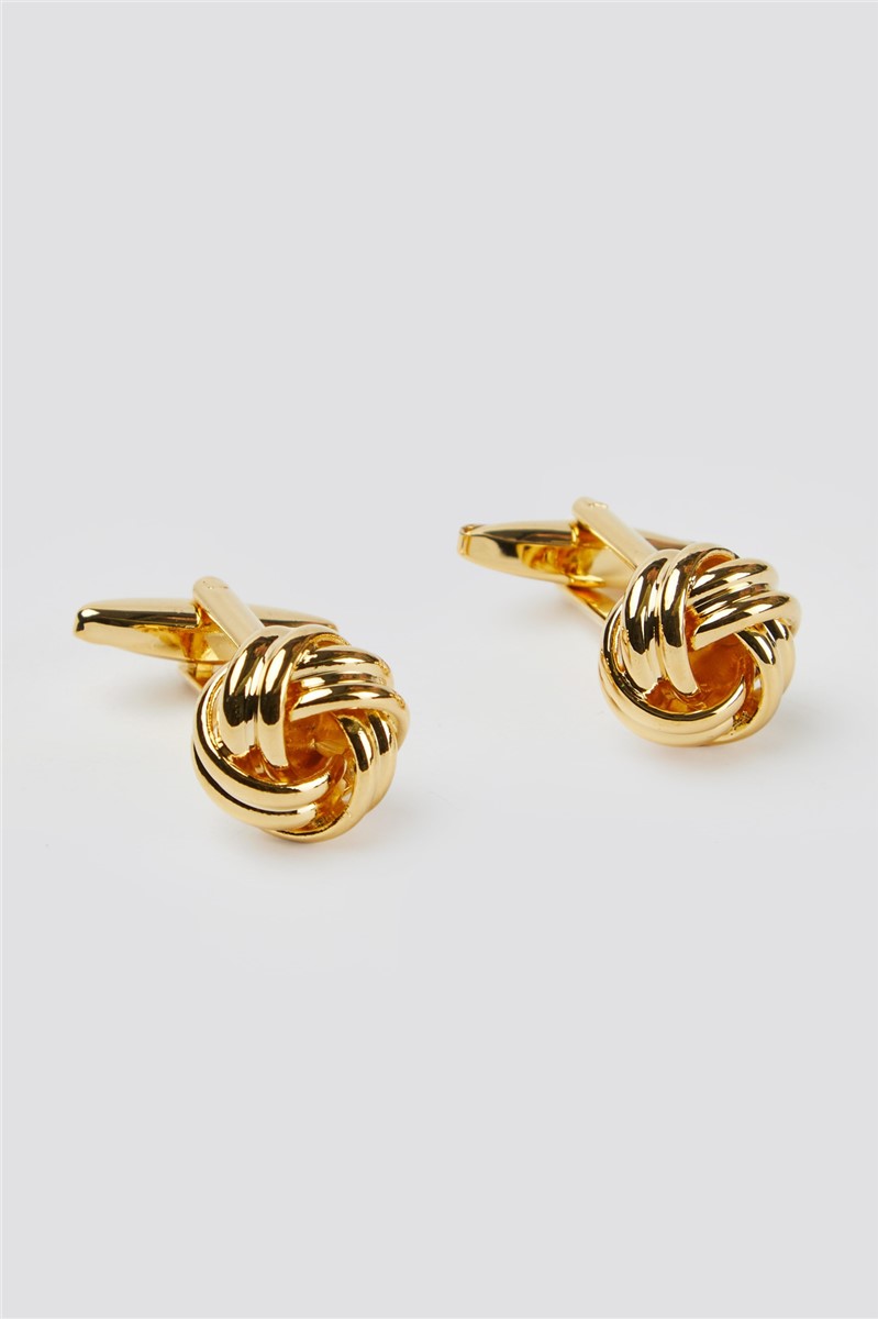  Large Open Knot Gold-Effect Brass Cufflinks