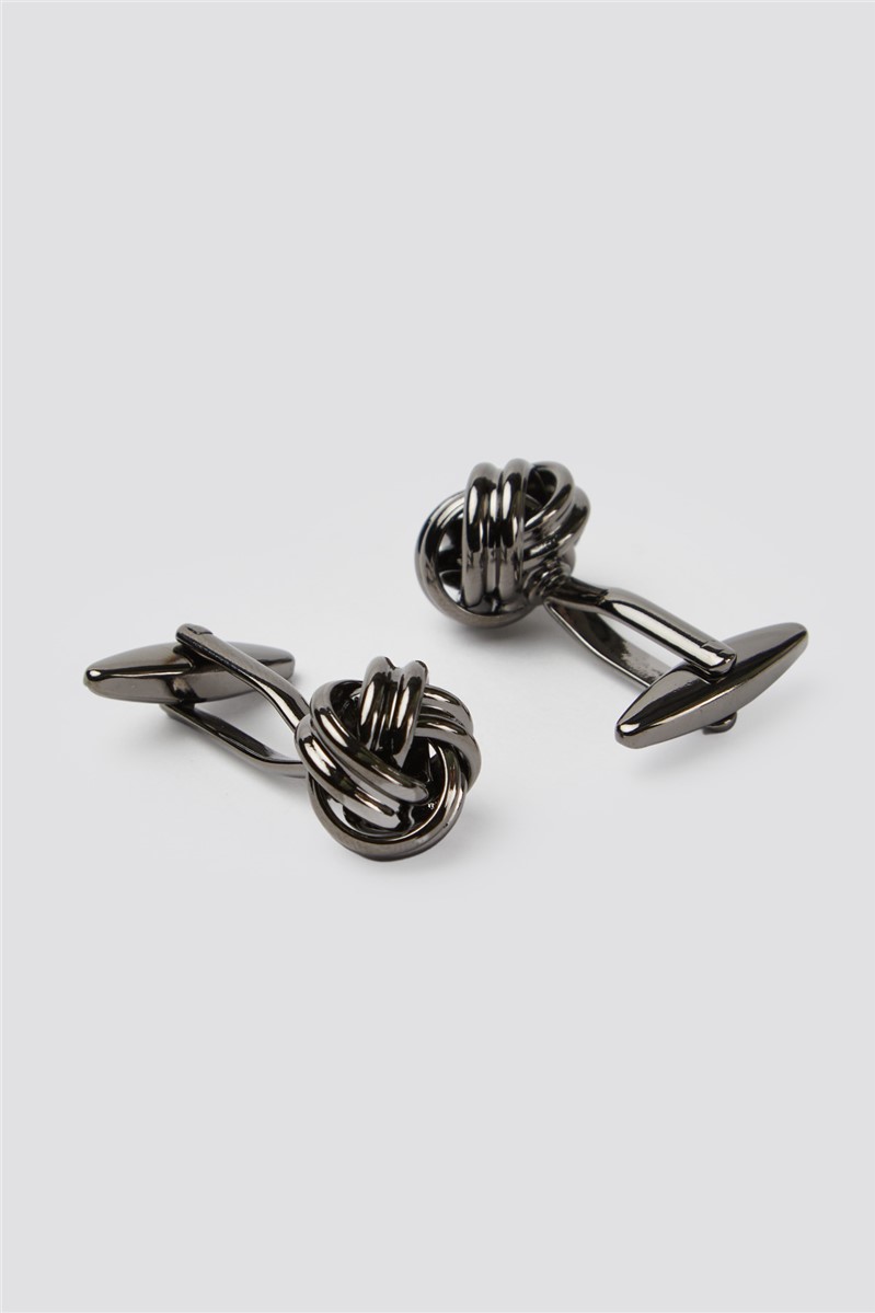  Large Open Knot Cufflinks - Gunmetal