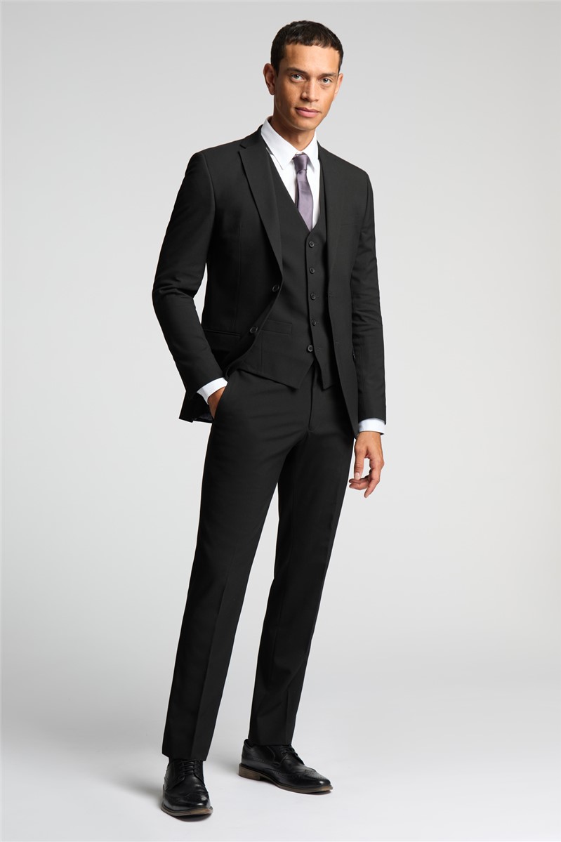  Slim Fit Black Stretch Waistcoat