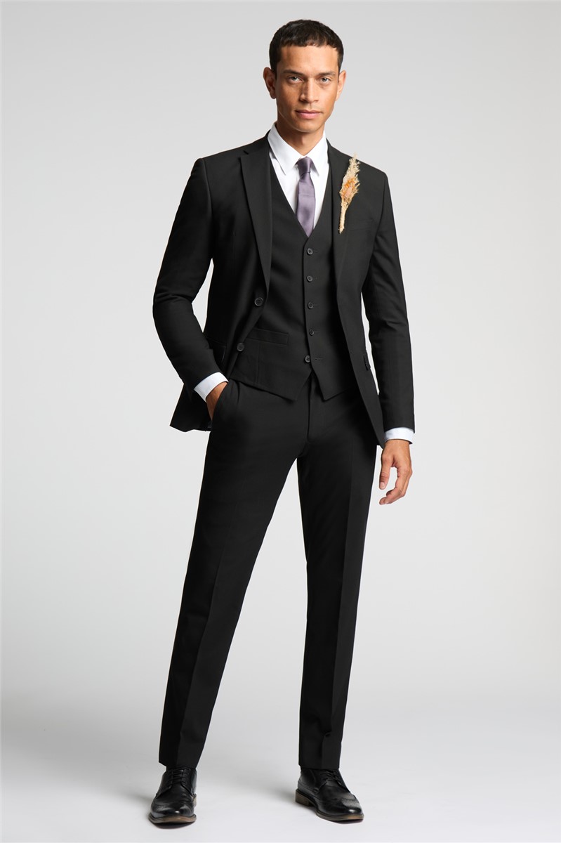  Slim Fit Black Stretch Suit Trousers