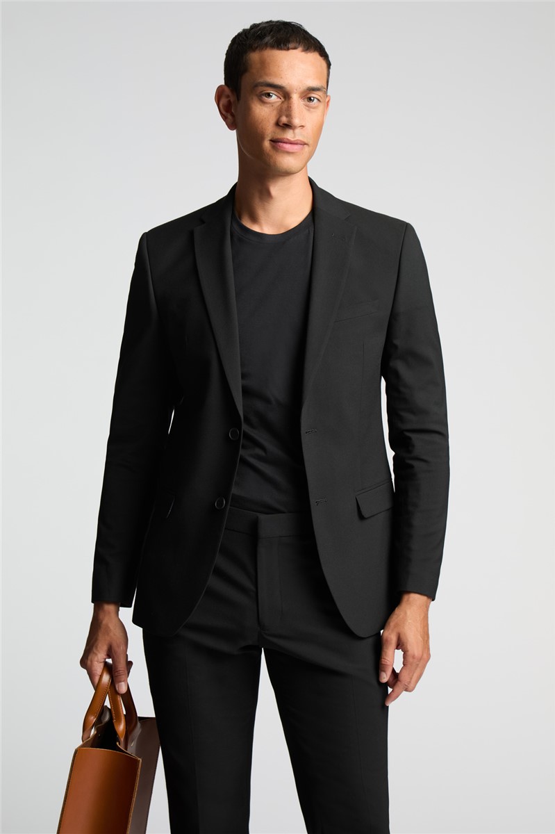  Slim Fit Black Stretch Suit Trousers