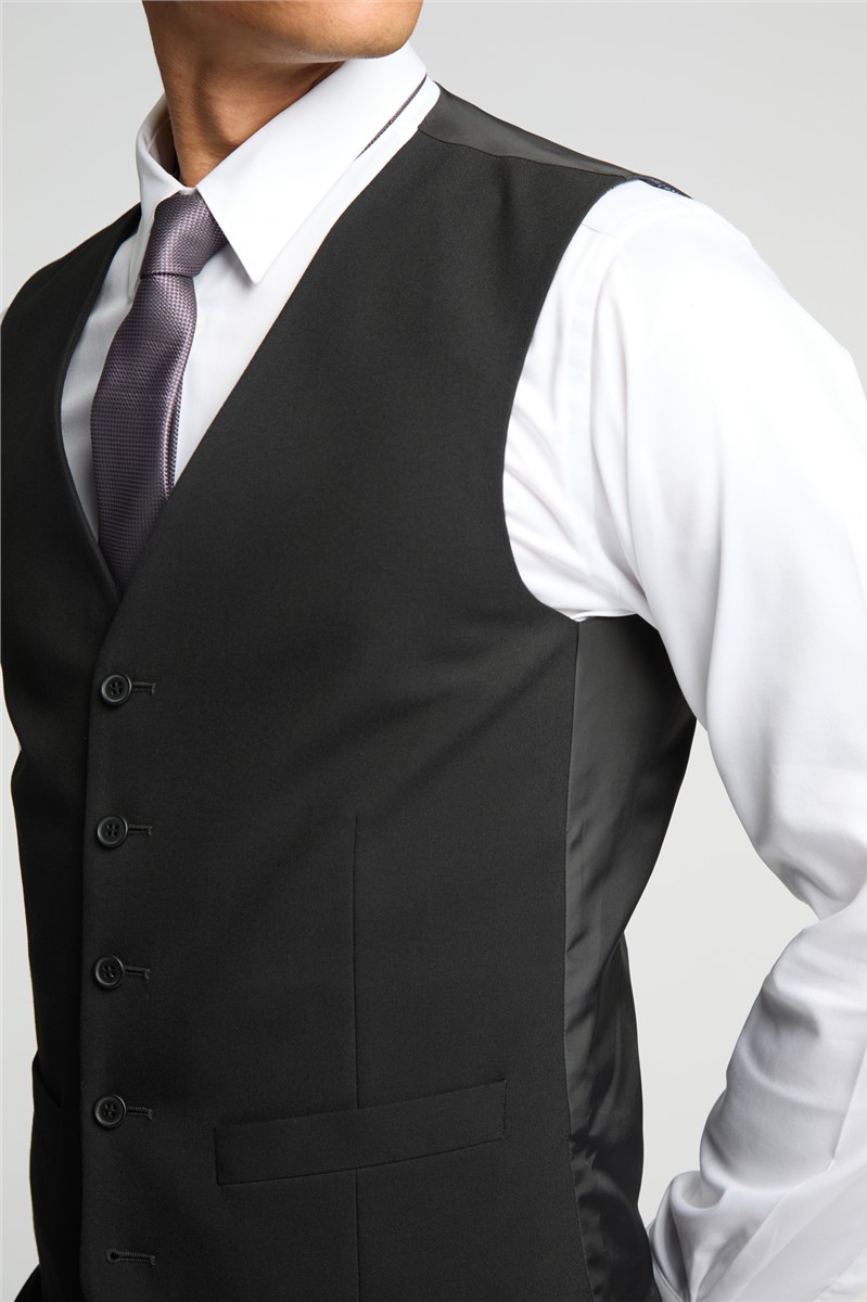  Slim Fit Black Stretch Waistcoat