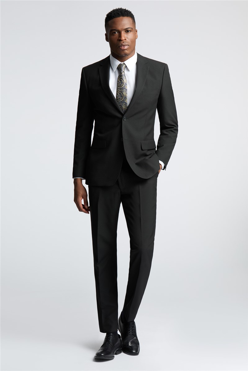  Regular Fit Black Stretch Suit Trousers