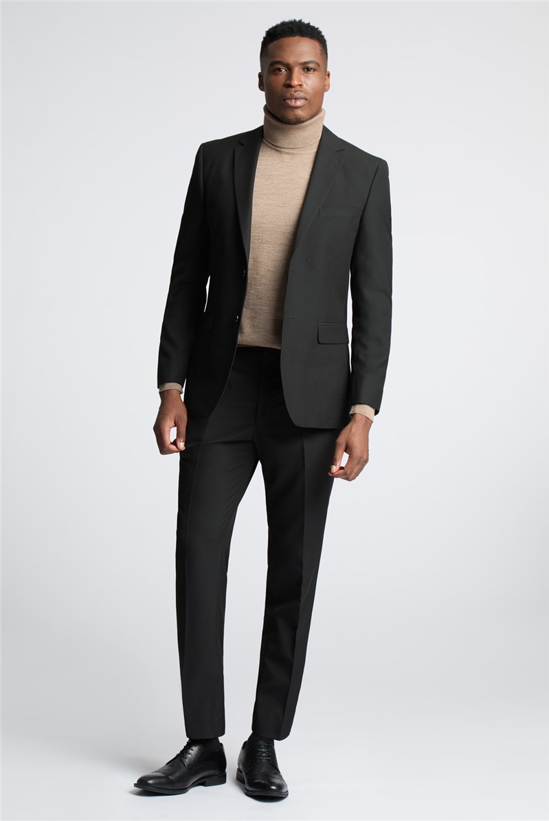  Regular Fit Black Stretch Suit Trousers