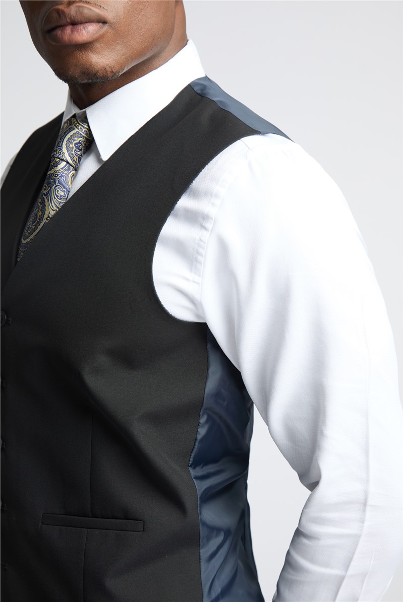  Regular Fit Black Stretch Waistcoat