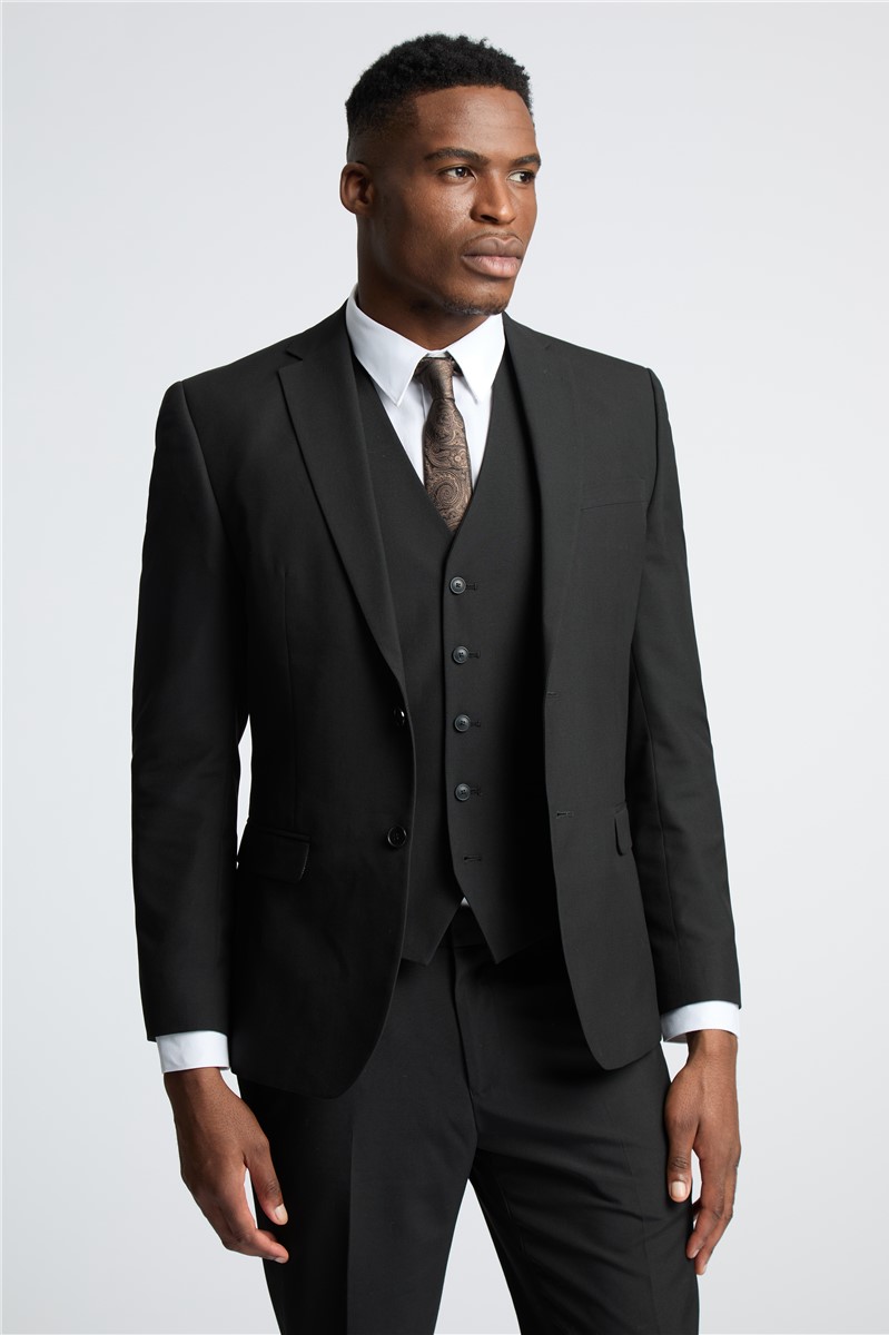  Tailored Fit Black Stretch Suit