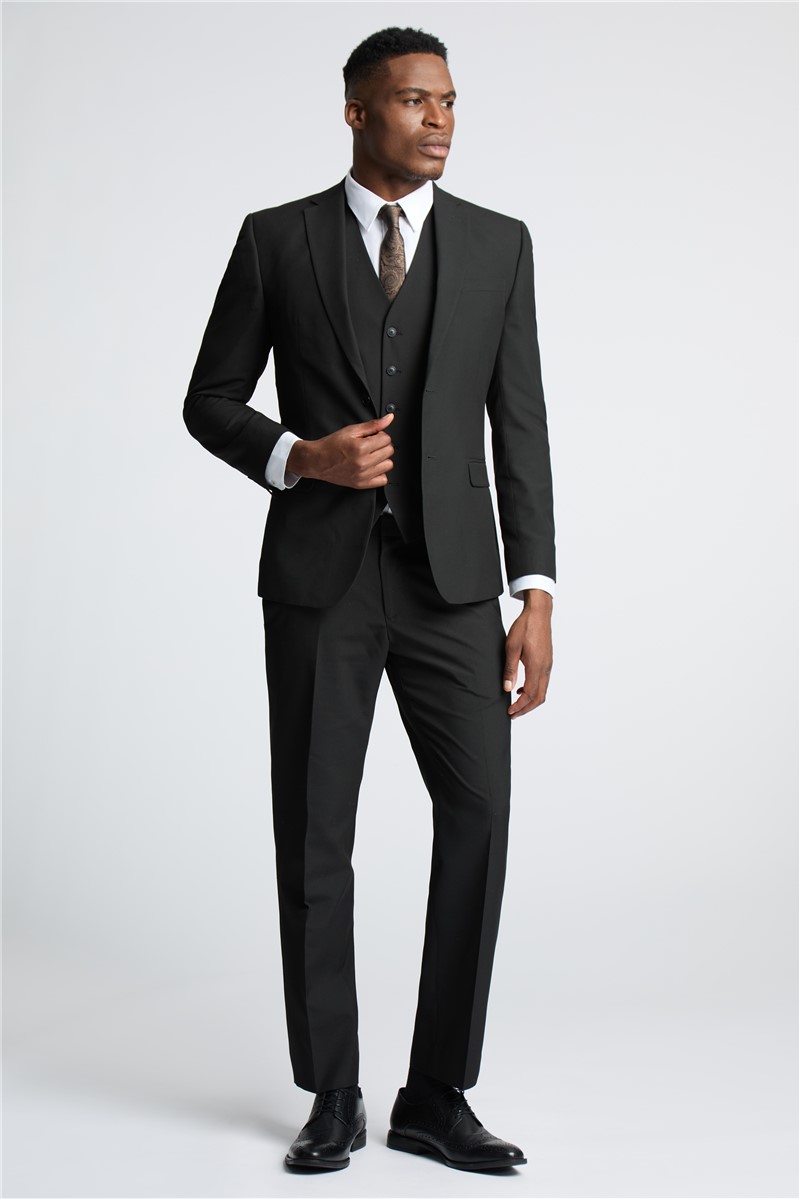  Tailored Fit Black Stretch Suit