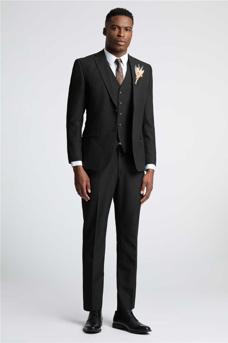  Tailored Fit Black Stretch Suit