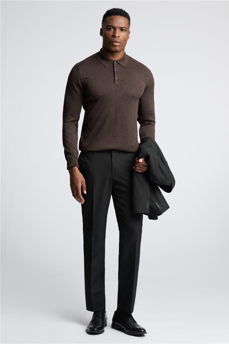  Tailored Fit Black Stretch Trousers