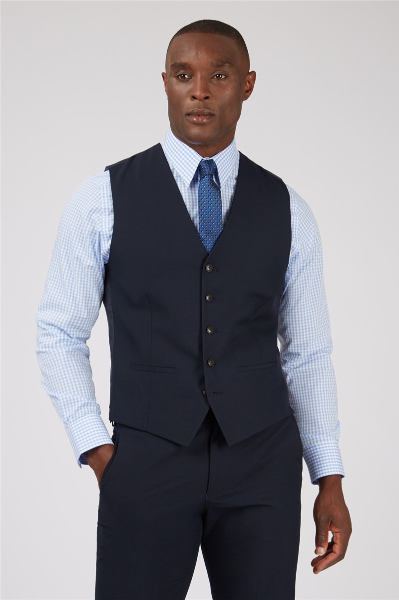  Slim Fit Navy Stretch Waistcoat