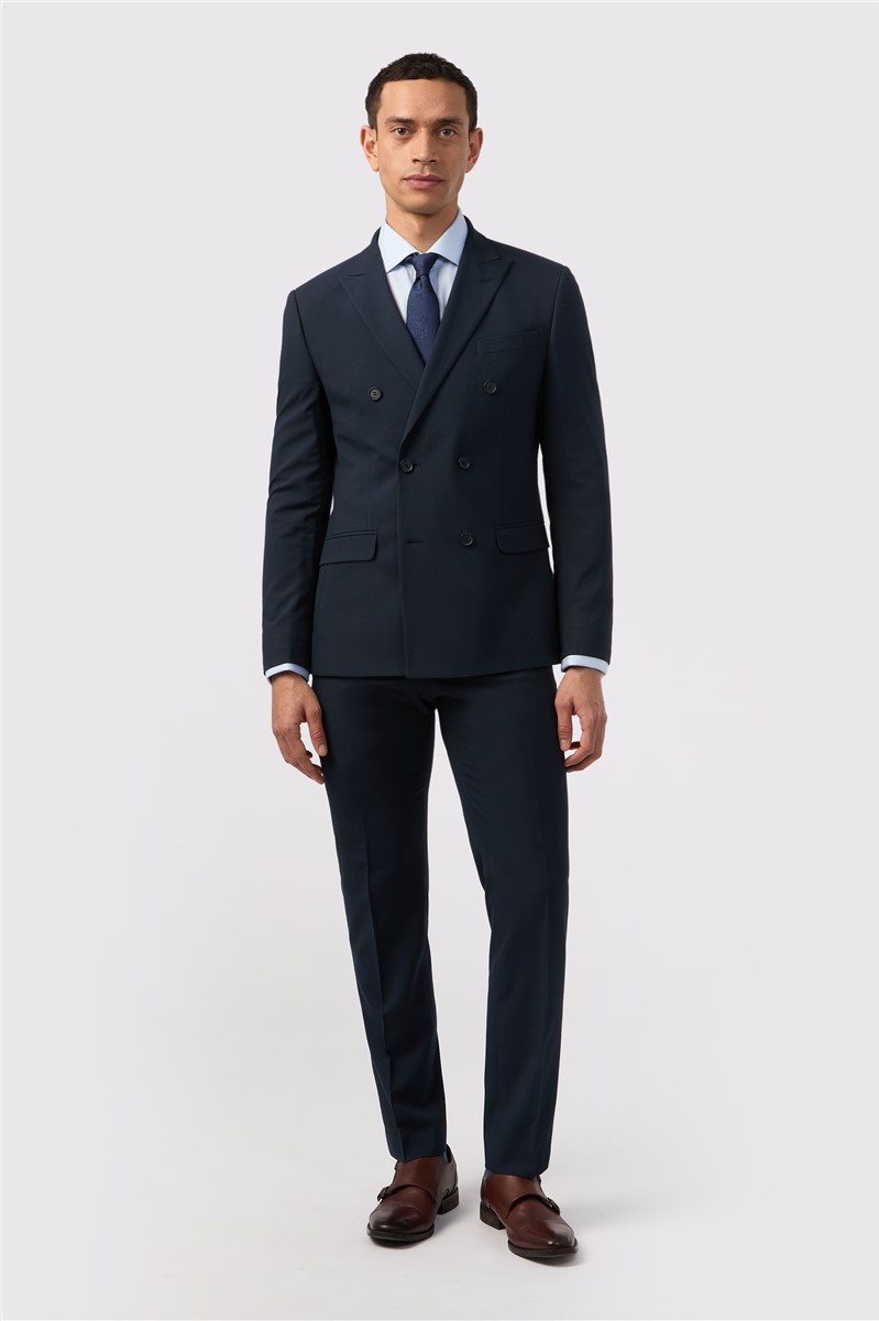  Slim Fit Navy Stretch Double Breasted Suit