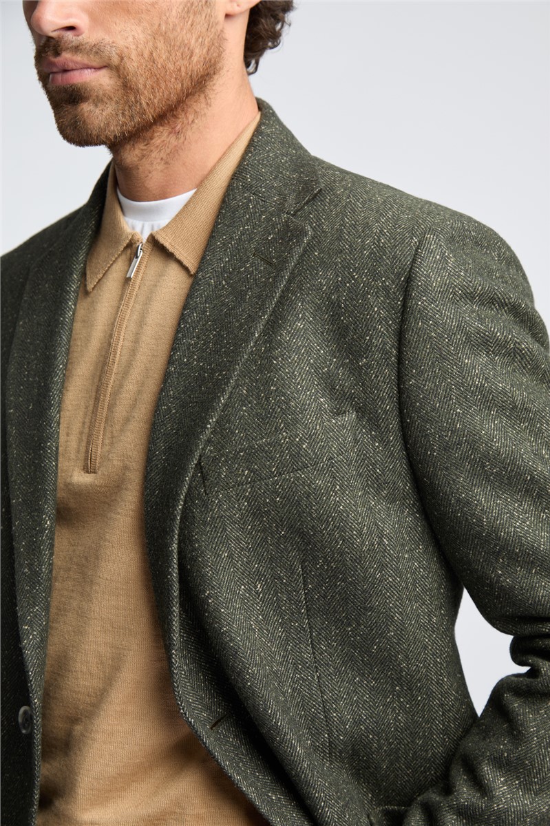  Green Herringbone Blazer