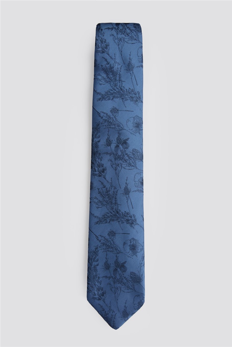  Blue Winter Floral Tie