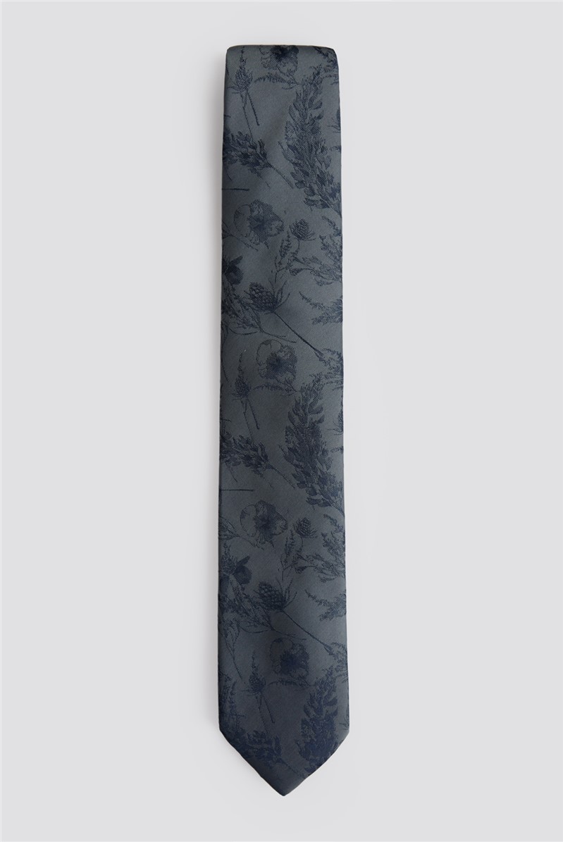  Grey Winter Floral Tie