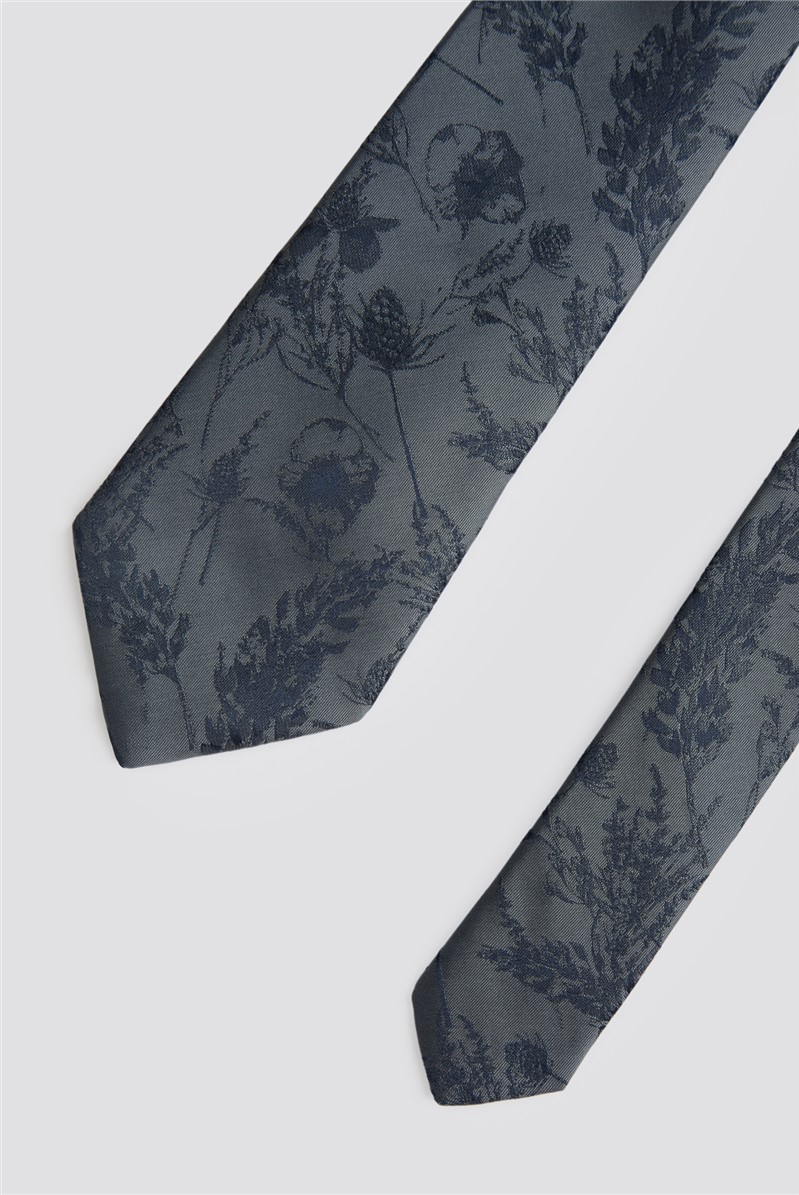  Grey Winter Floral Tie