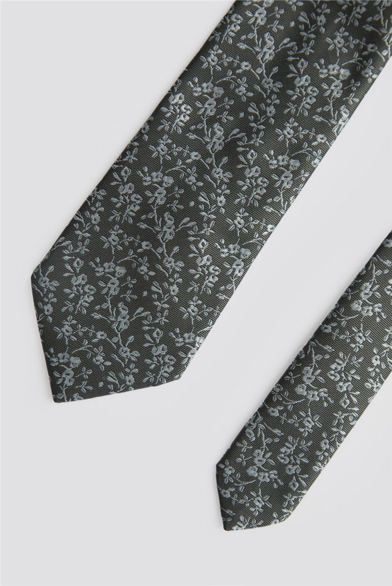  Grey Mini Floral Tie