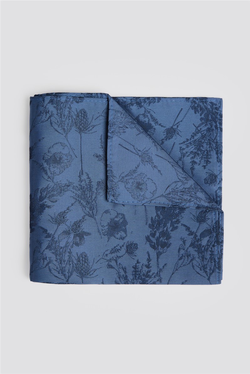  Blue Winter Floral Pocket Square