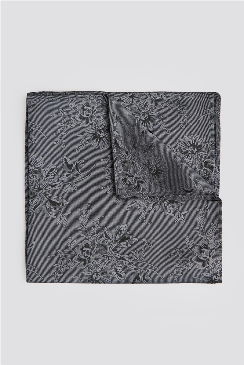  Grey Abloom Pocket Square