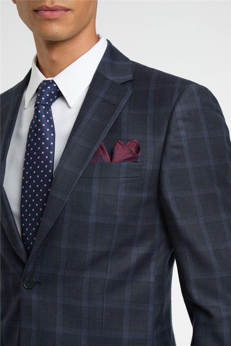  Regular Fit Blue Tan Check Wool Suit