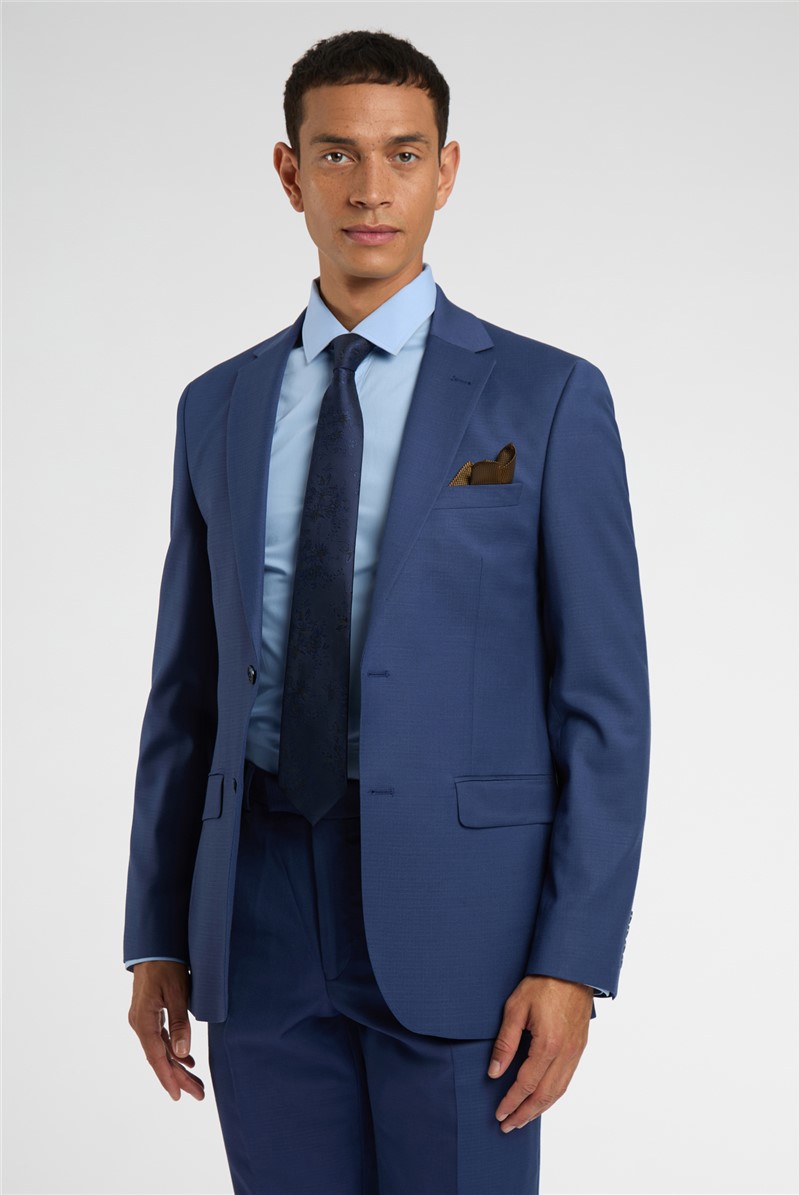  Regular Fit Blue Wool Stretch Suit