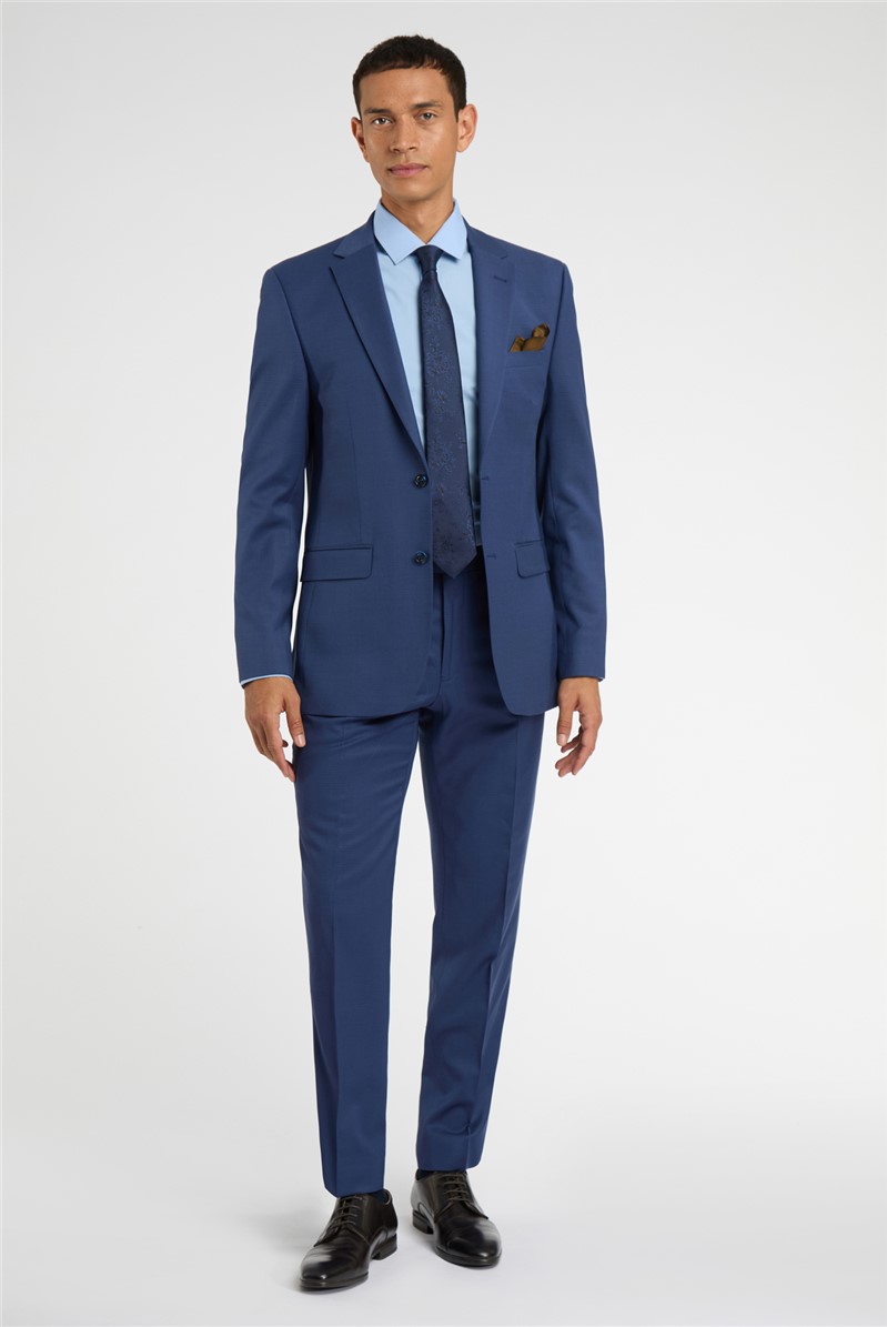  Regular Fit Blue Wool Stretch Suit