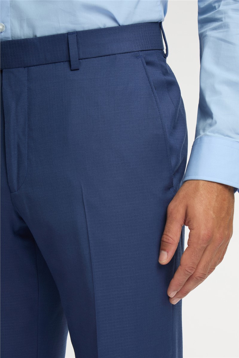  Regular Fit Blue Wool Stretch Trousers