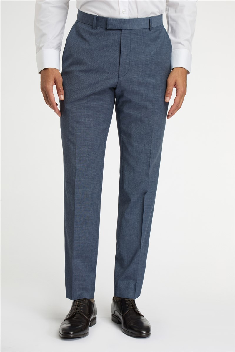  Regular Fit Blue Wool Stretch Trousers