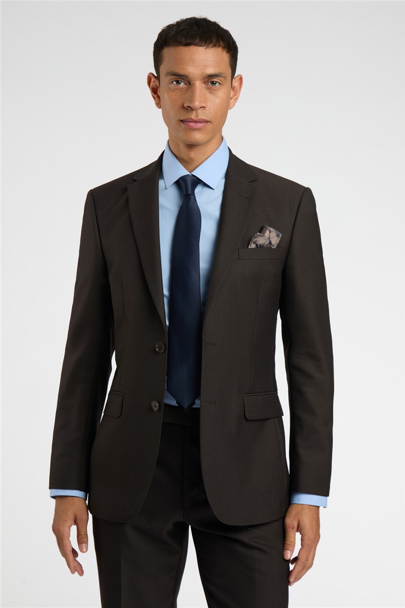  Regular Fit Brown Birdseye Suit