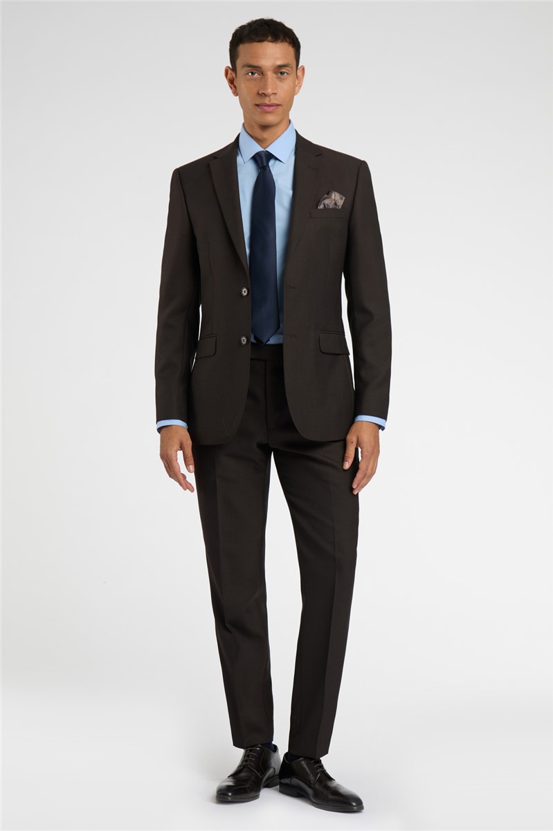  Regular Fit Brown Birdseye Suit