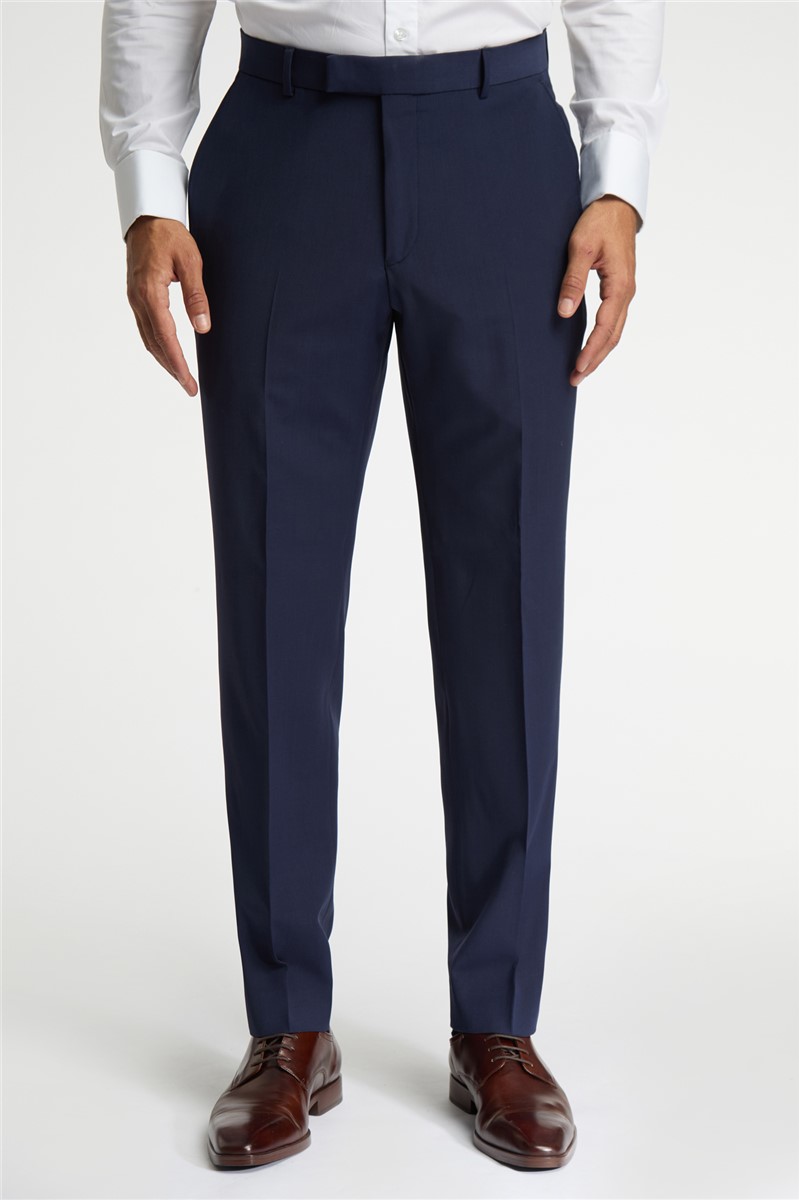  Regular Fit Dark Blue Plain Trousers