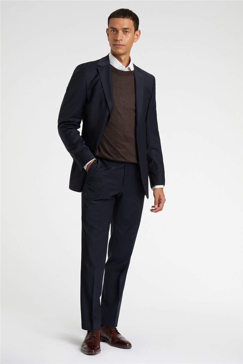  Regular Fit Navy Wool Stretch Jacket