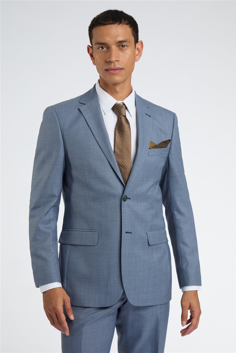  Regular Fit Mid Blue Wool Suit