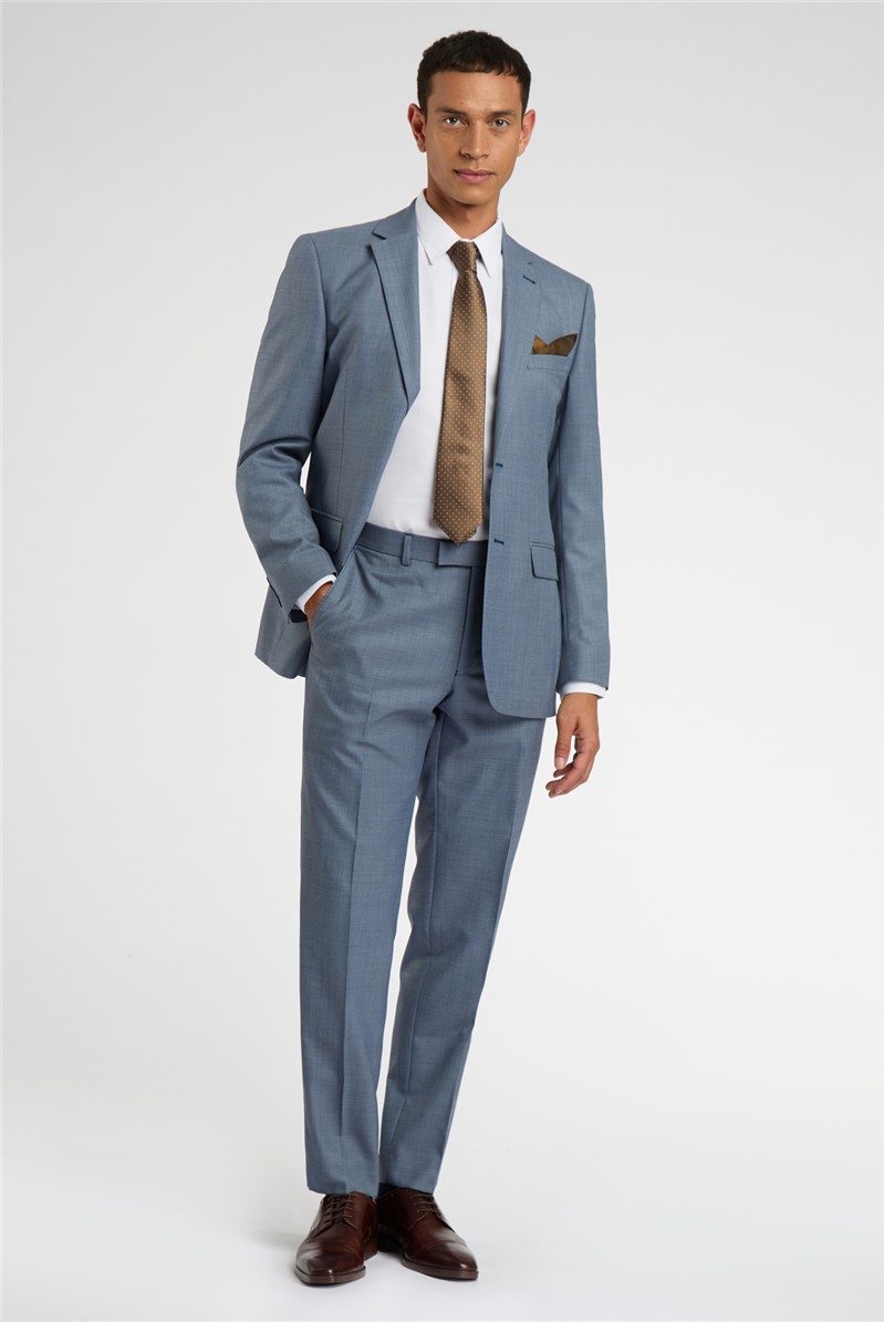  Regular Fit Mid Blue Wool Suit