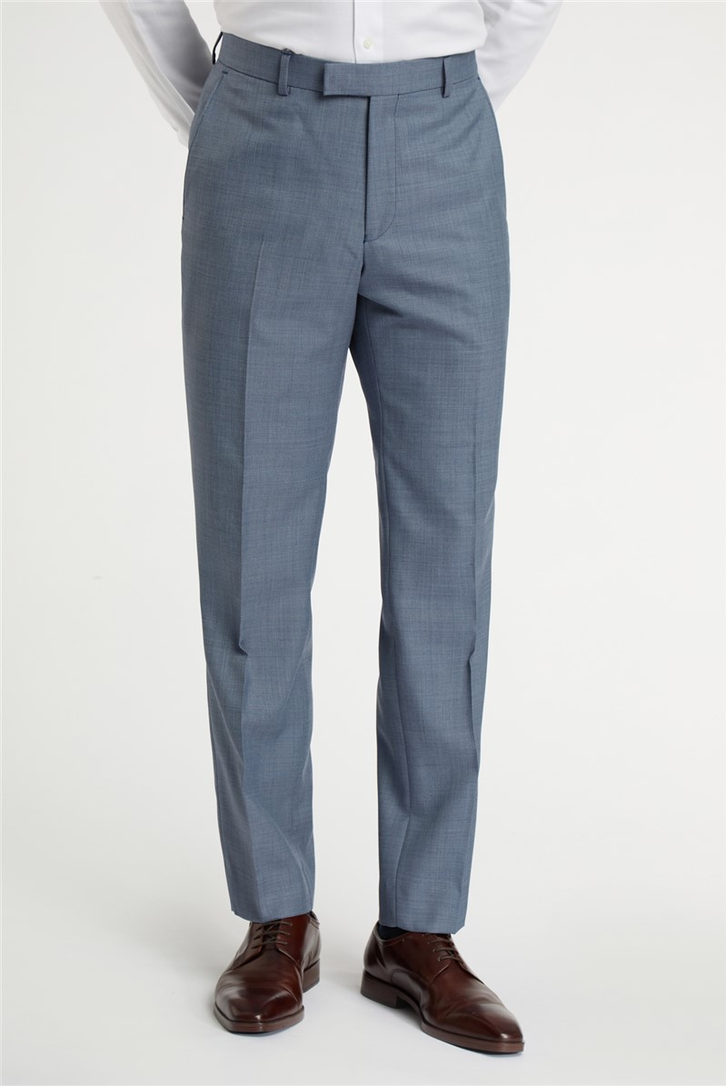  Regular Fit Mid Blue Wool Trousers