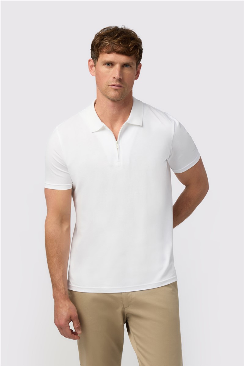  White Quarter Zip Jersey Polo