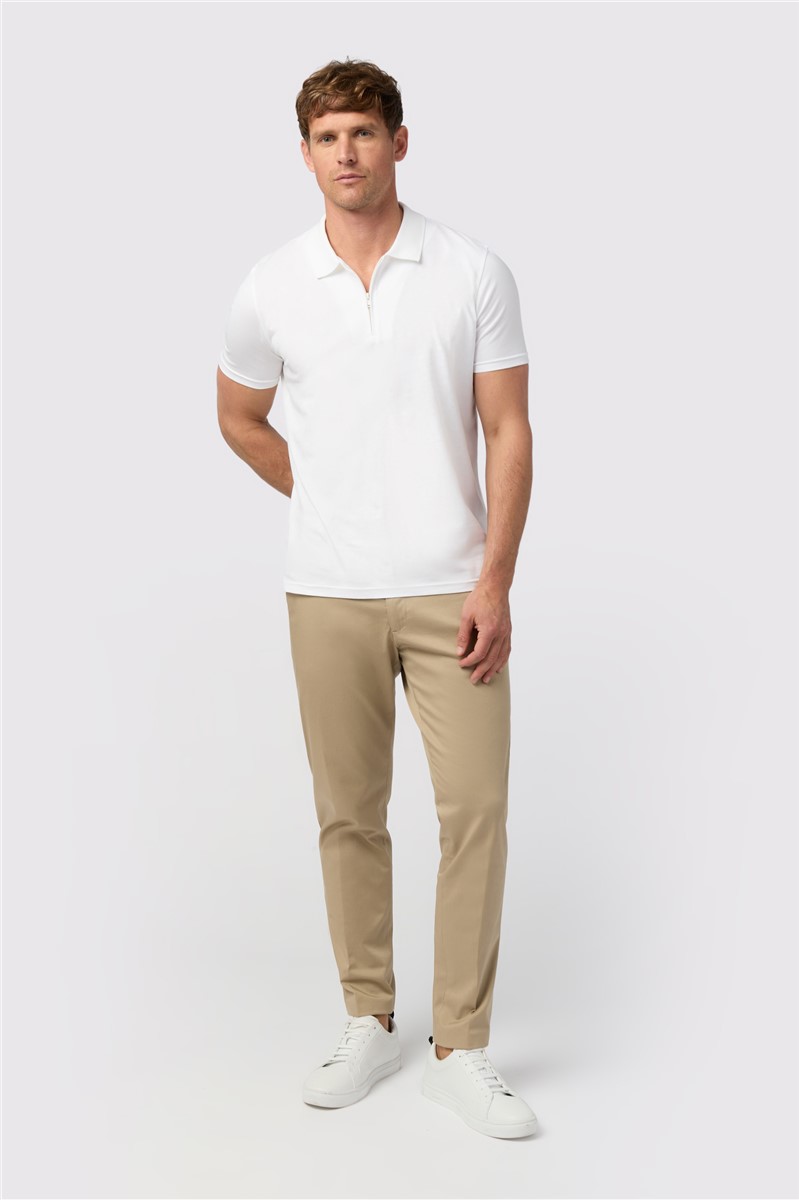  White Quarter Zip Jersey Polo