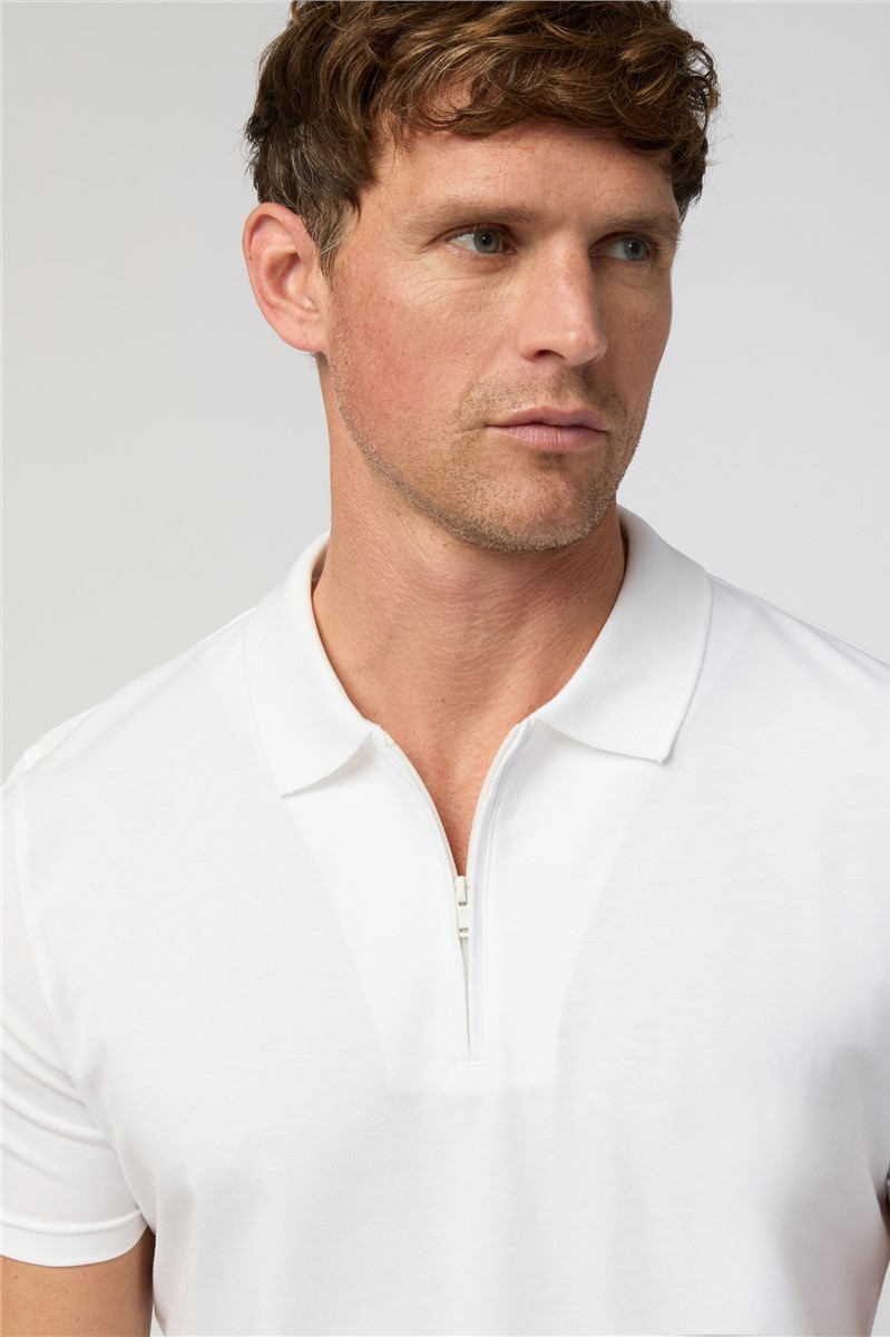  White Quarter Zip Jersey Polo