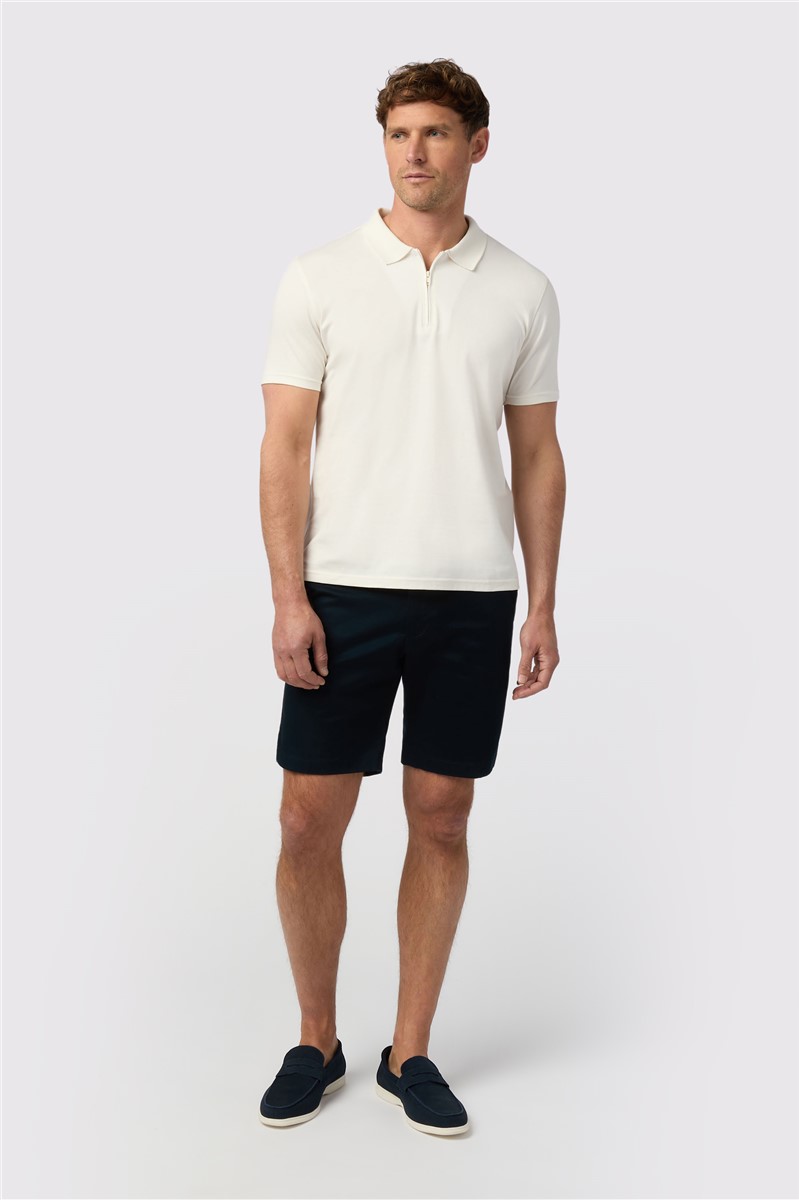  Ecru Quarter Zip Jersey Polo