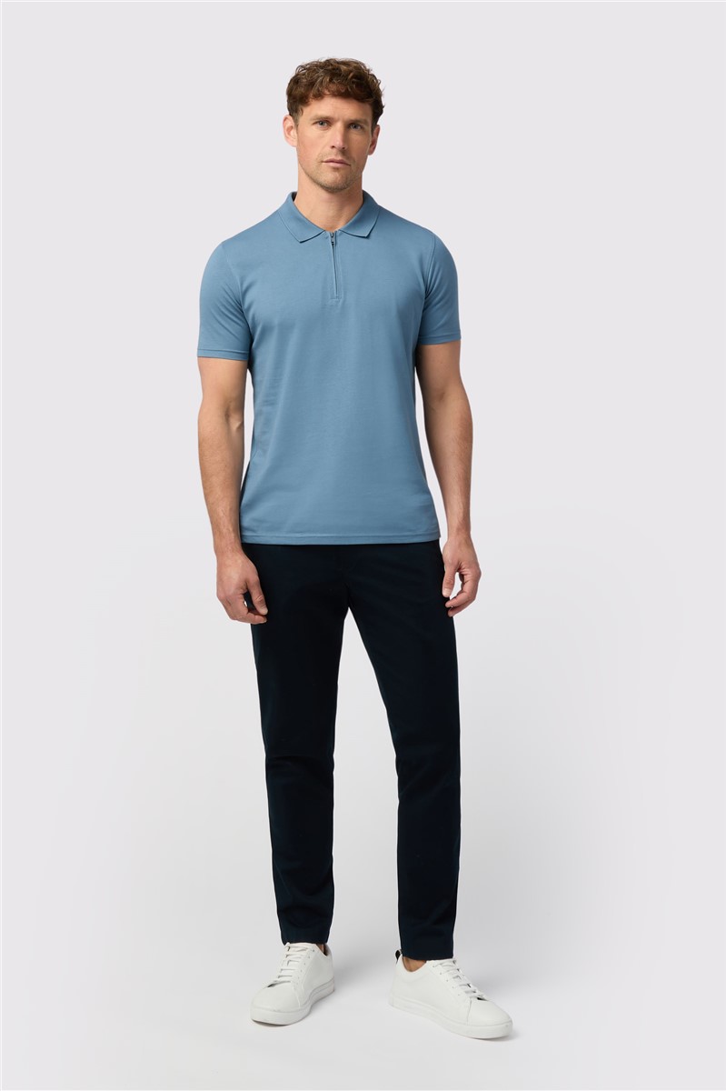 Petrol Quarter Zip Jersey Polo
