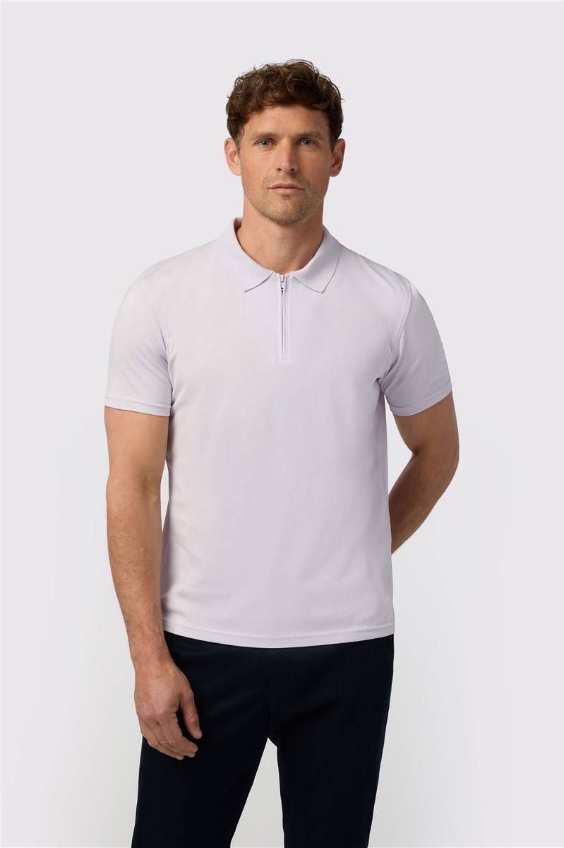  Lilac Quarter Zip Jersey Polo