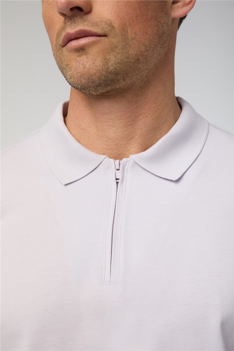  Lilac Quarter Zip Jersey Polo