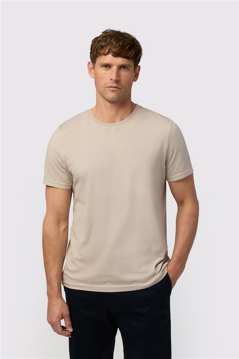  Taupe Crew Neck T-Shirt