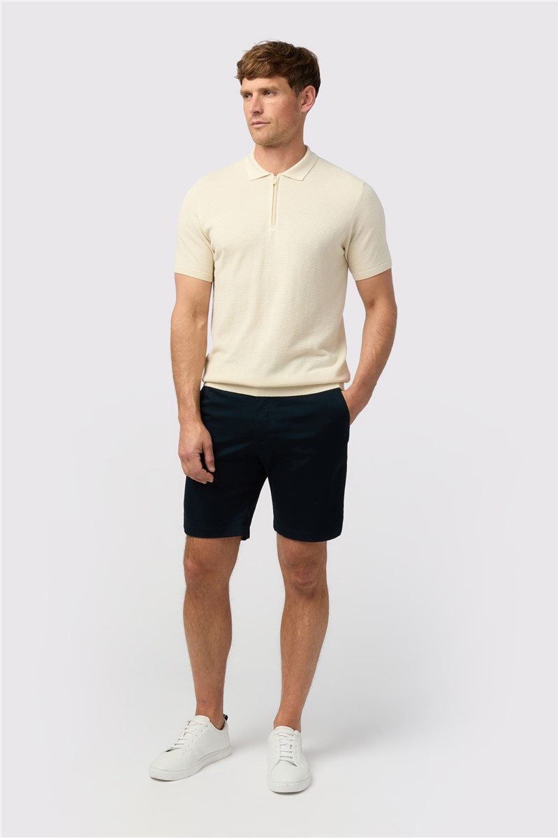  Ecru Quarter Zip Knit Polo