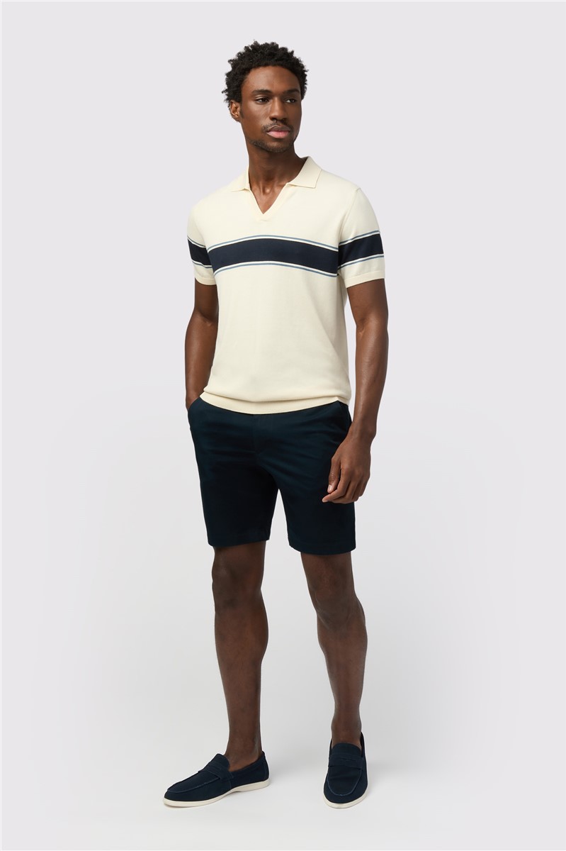  Ecru Revere Stripe Knit Polo