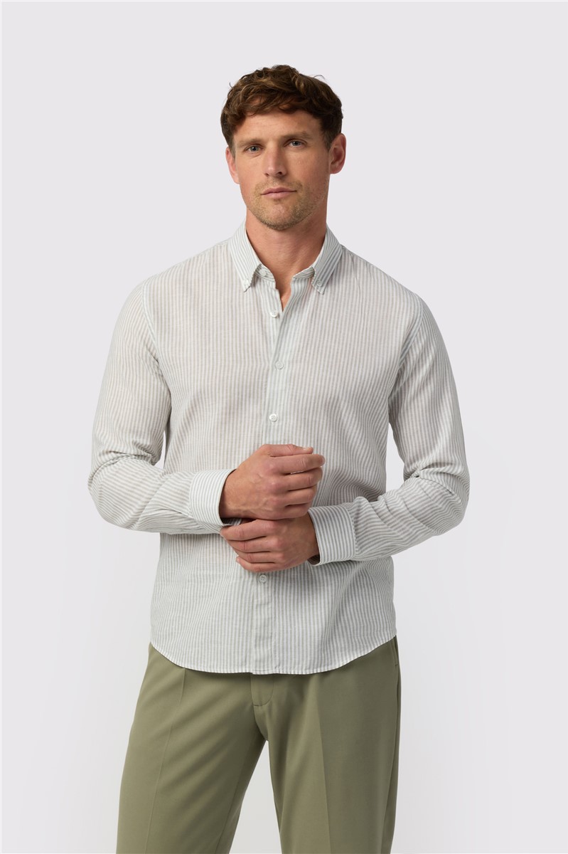  Sage Stripe Linen Shirt