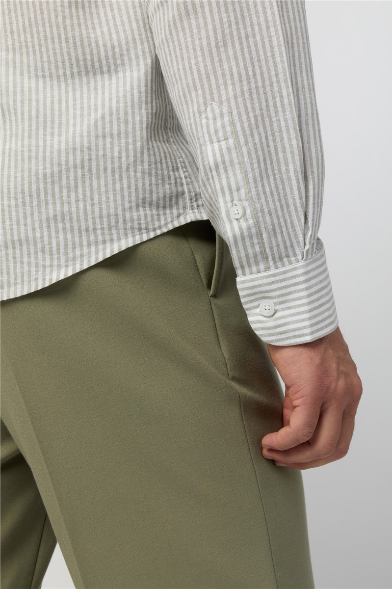  Sage Stripe Linen Shirt