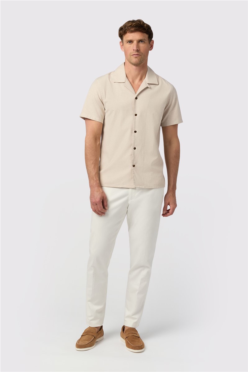 Oatmeal Stripe Linen Shirt