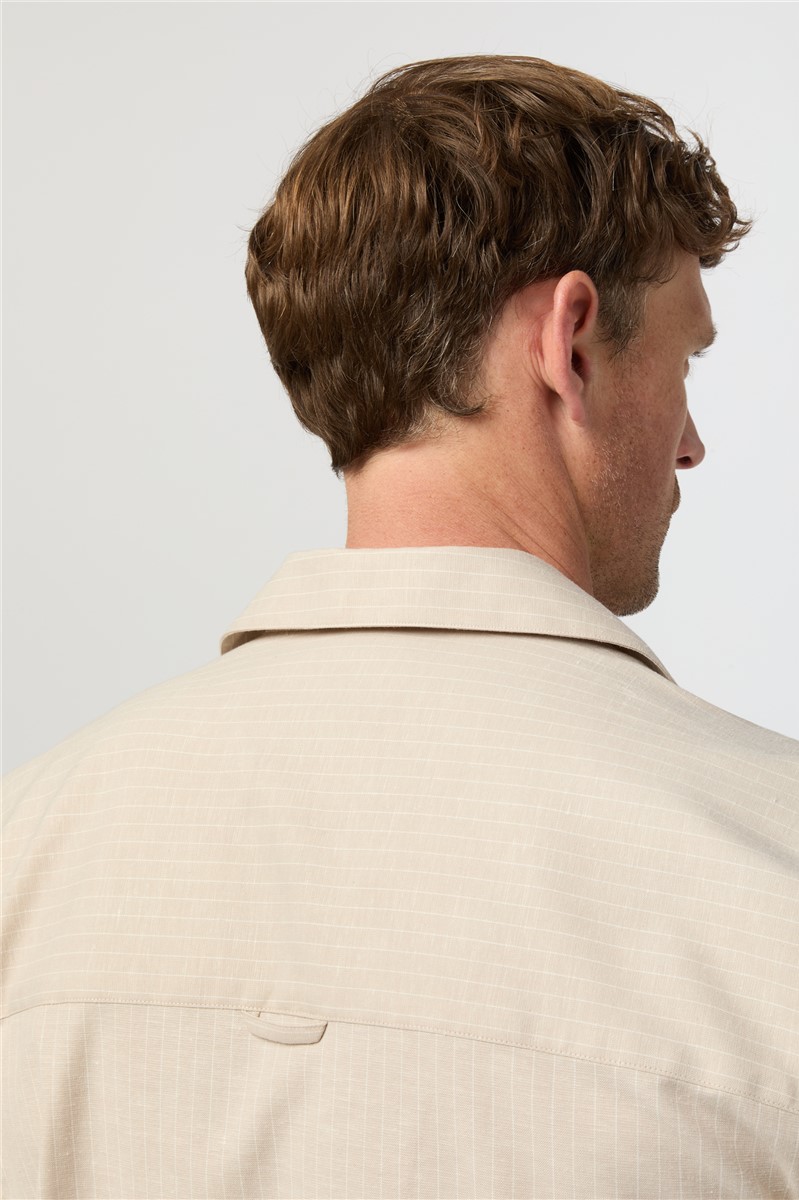  Oatmeal Stripe Linen Shirt